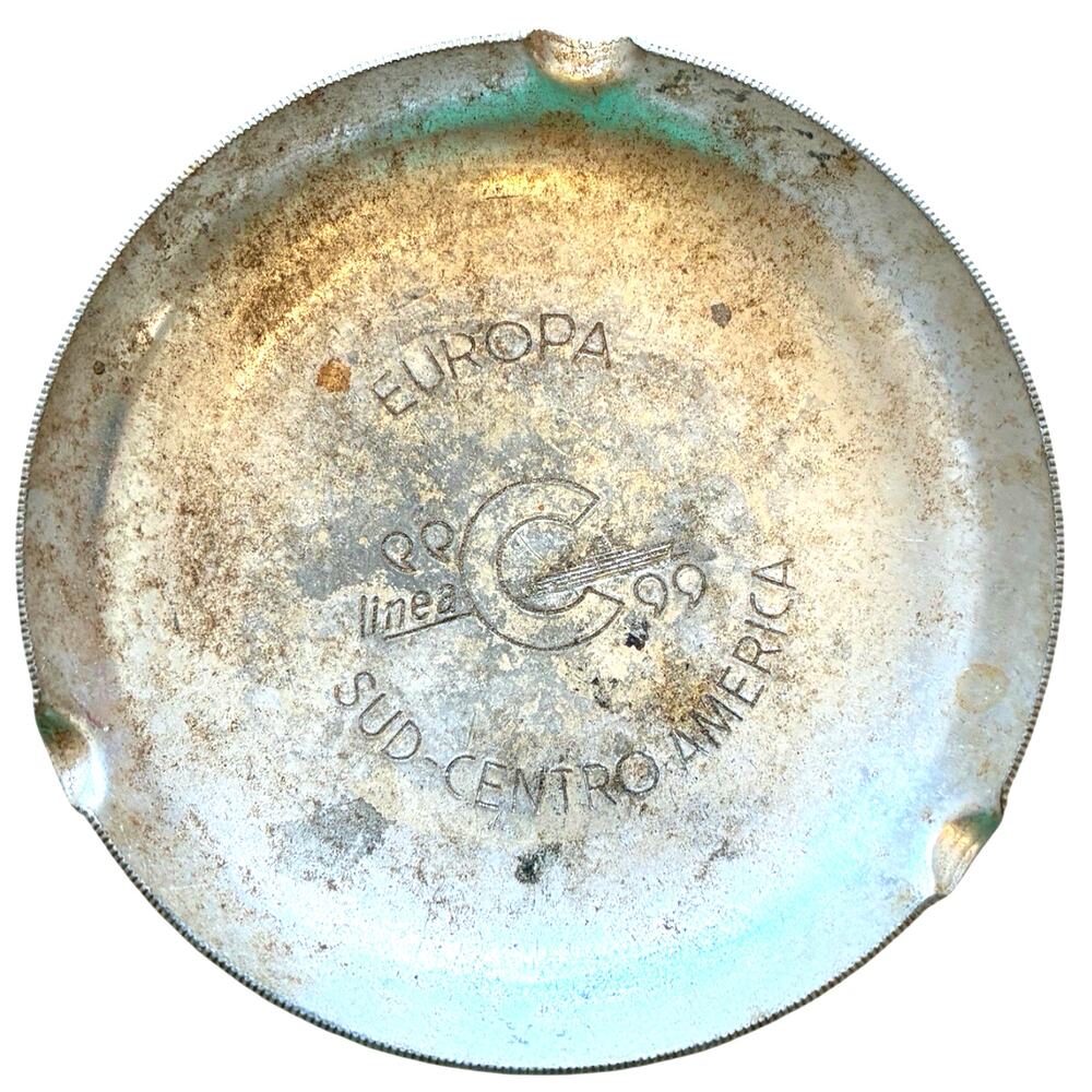 VTG 60s aluminum ashtray Italian Cruise Line mid century Decor Retro Hipster